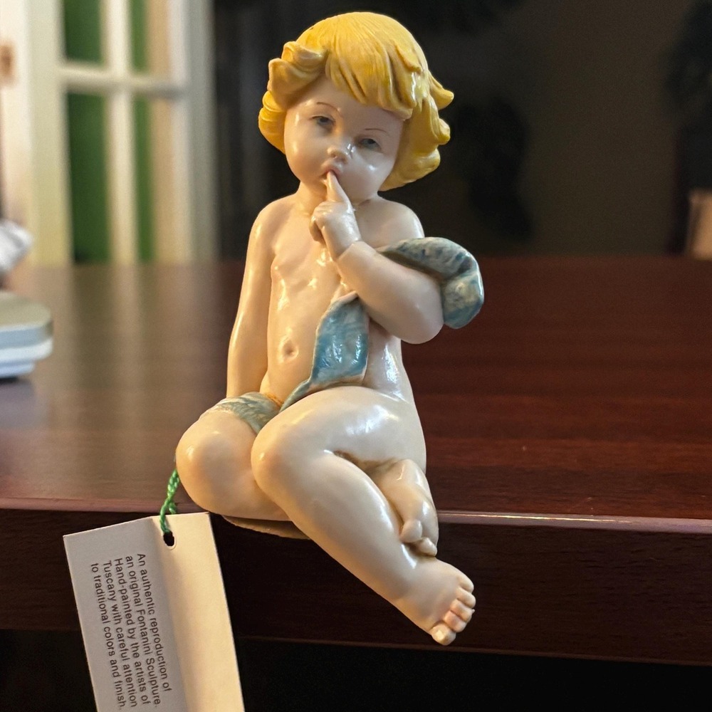 1988 Fontanini Angel Figurine: Signed Shelf Sitter with Tag (Wings Missing